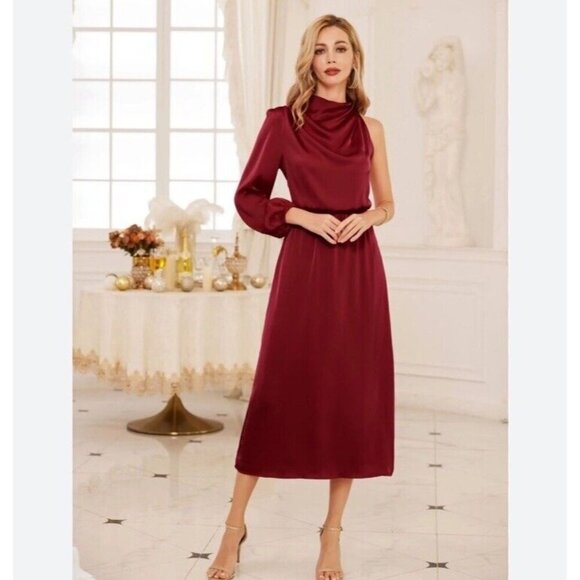 Grace Karin One Shoulder Red Maxi Dress Valentines Day Sz Large - Picture 1 of 6